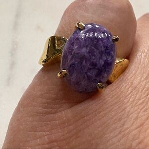 Marbled Purple Stone, set in Gold Ring